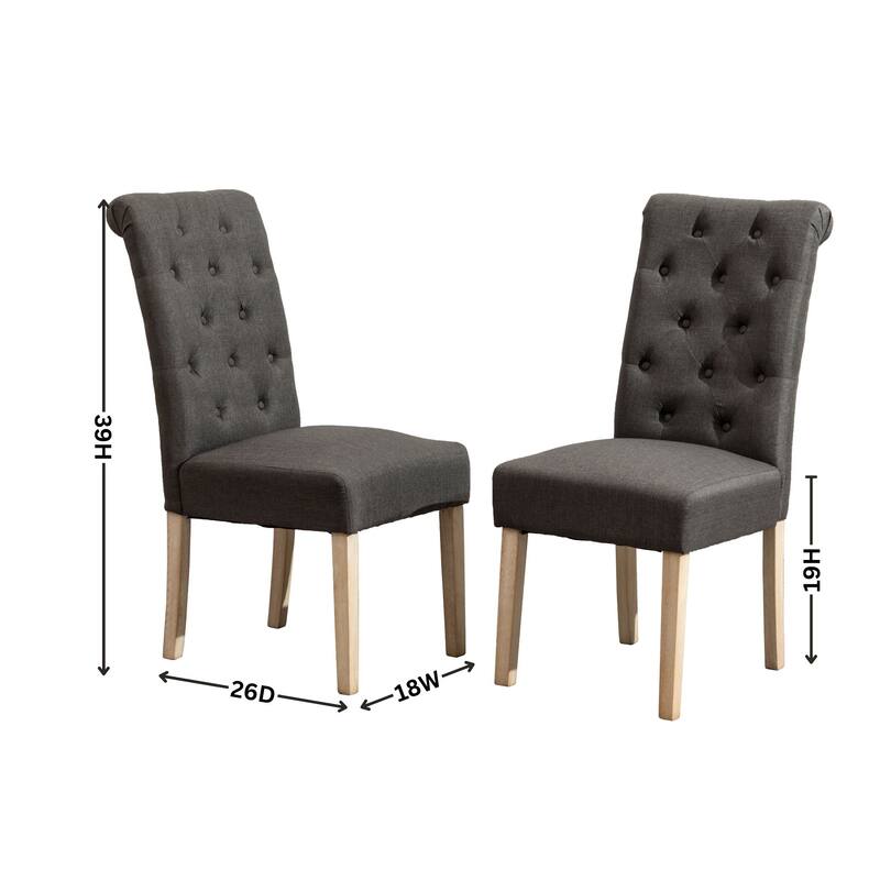 Set of 2 Upholstered Chair Dining Chair with Button Tufted Backrest, Gray Reception Chair Accent Chair with Wood Frame