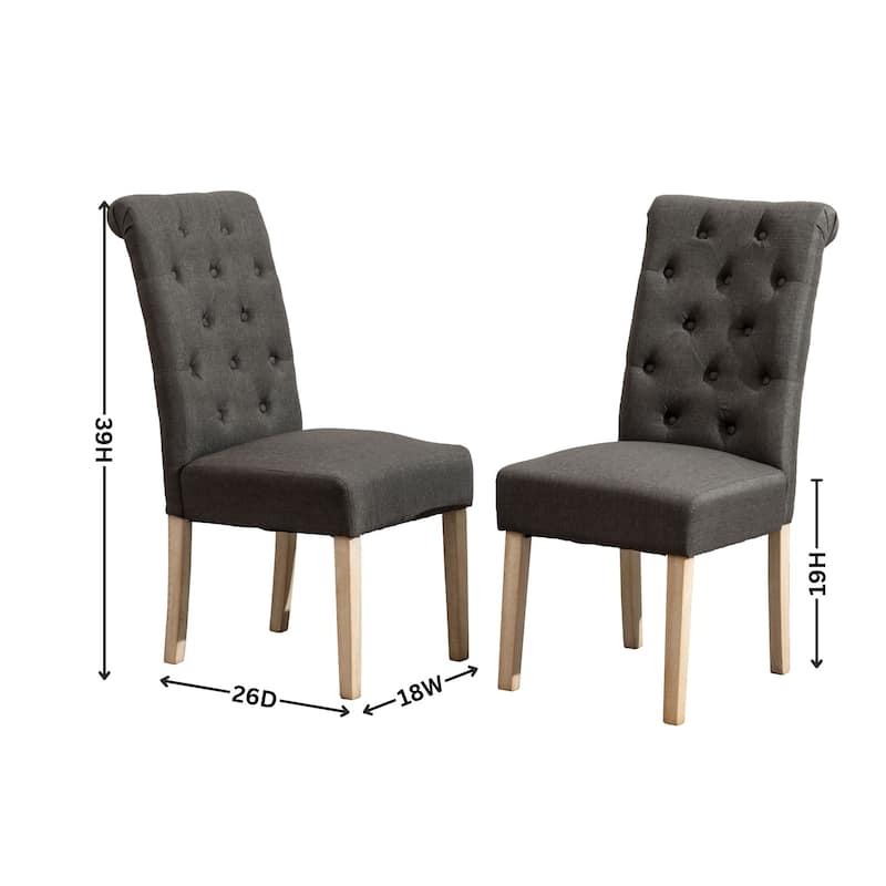 Solid Wood Tufted Parsons Dining Chair for Dining Room, Set of 2
