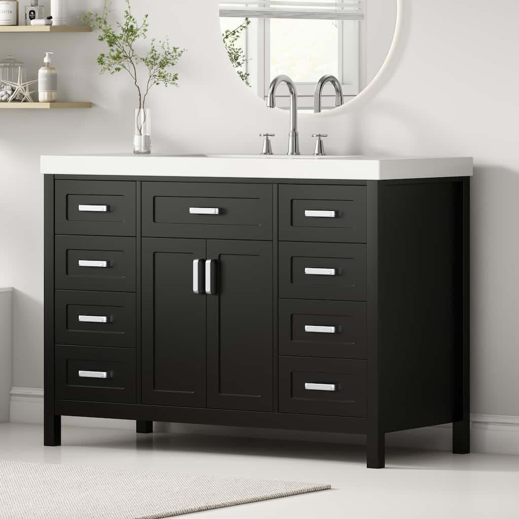 48" Bathroom Vanity with Sink, 2 Doors and 8 Drawers, Soft Close System, Classic Design