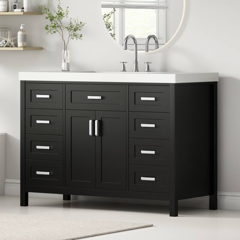 Christopher Knight Home - Susan Classic Wood Bathroom Vanity with Sink and Soft-Close Storage - Black