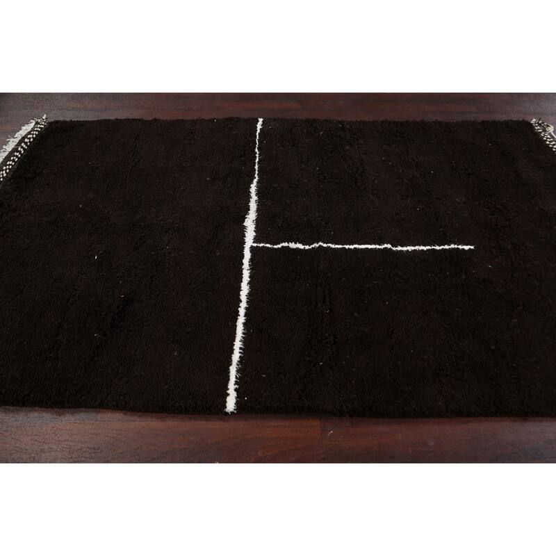 Modern Moroccan Oriental Area Rug Wool Hand-knotted Office Carpet - 5'3" x 9'0"