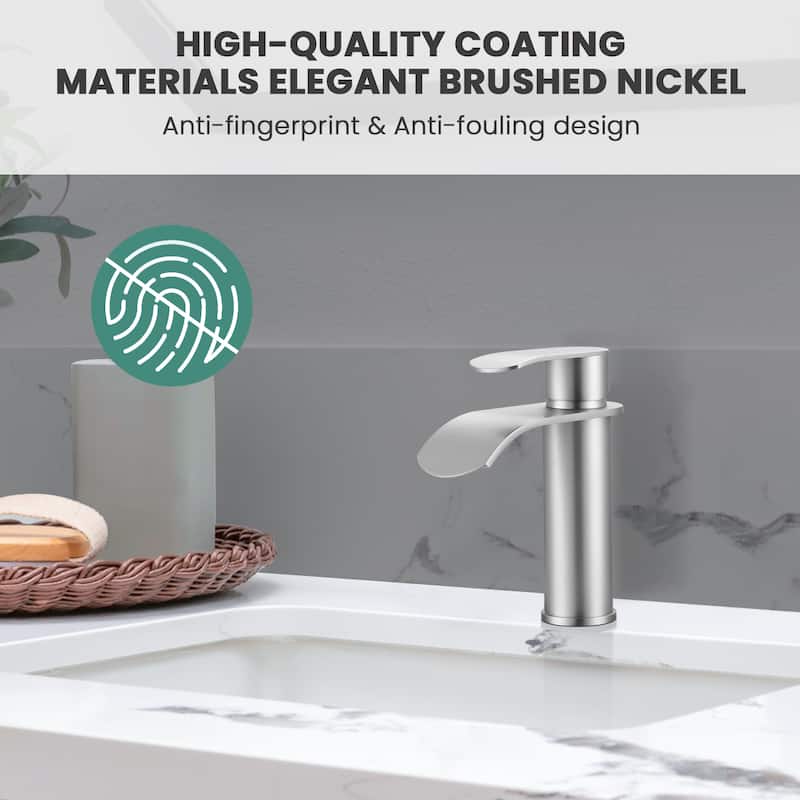 WOWOW Water Fall Bathroom Faucet with Deckplate Included