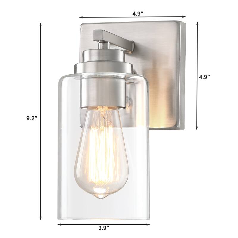 2-Light Dimmable Bath Vanity Light Wall Sconce Glass Shade(Set of 2)
