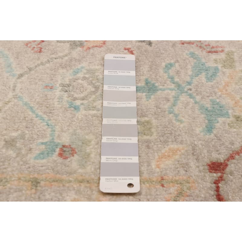 ECARPETGALLERY Hand-knotted Modern Oushak Light Grey Wool Rug - 2'11 x 7'9