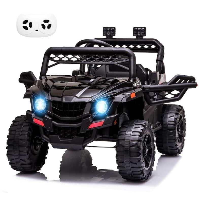Kids Ride On Utv with Remote Control, 390W Double Motors 12V Kids Ride On Car Truck Toddles Electric Vehicle - Kids - Black