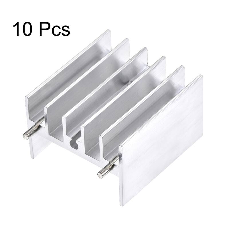 25x23x16mm TO-220 Aluminum Heatsink for Transistor with 2 Pin 10pcs - Silver Tone