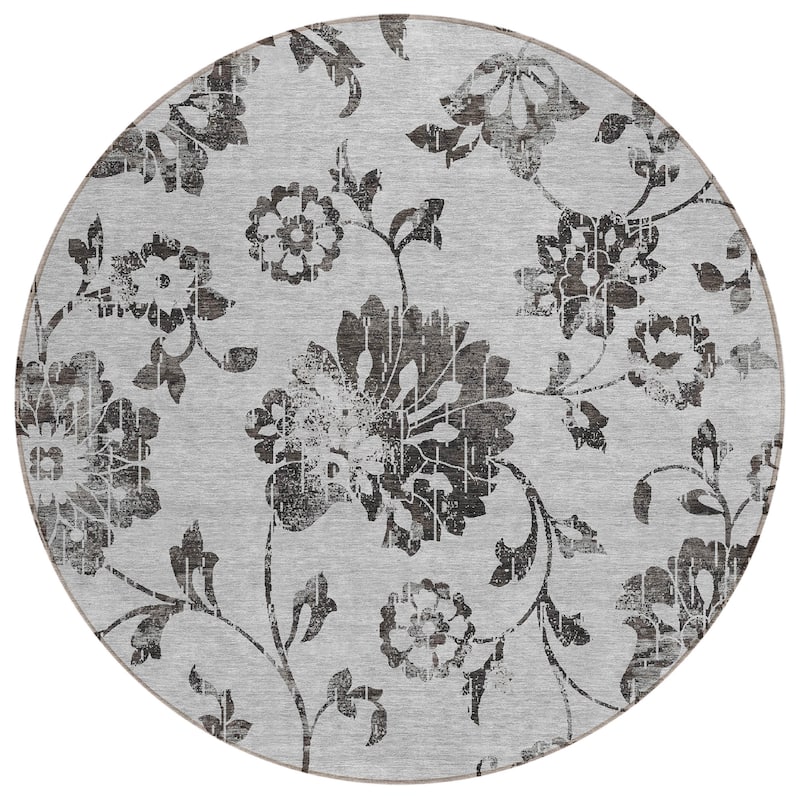 Machine Washable Indoor/ Outdoor Chantille Modern Floral Rug