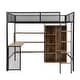 preview thumbnail 10 of 10, Full Size Metal Loft bed with Built-in Desk & Full-Length Guardrails, Saving Space Metal Loft Bed Frame with Wardrobe & Shelves