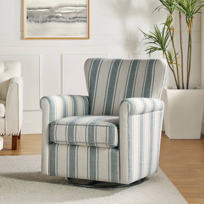Georg Comfortable Floral Fabric Swivel Rocker Chair with Rolled Armrest by HULALA HOME