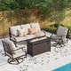 preview thumbnail 1 of 119, MAISON ARTS Outdoor Sofa Set 4/6-Piece Patio Conversation Set with 45'' Gas Fire Pit Table Set 2 - Beige