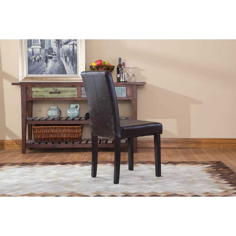 Urban Style Solid Wood Leatherette Padded Dining Chair (Set of 2)