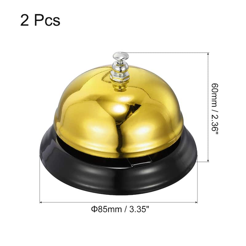 Desk Bell, 2pcs 85mm(3.35") Dinner Bell for Restaurants, Service, Gold Tone - Gold Tone