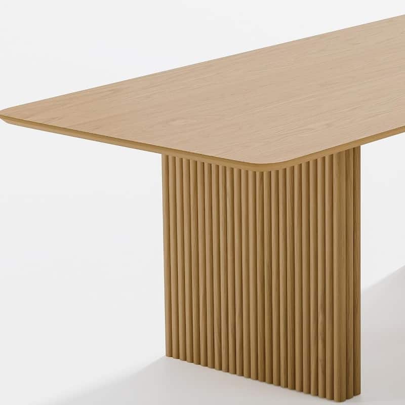 HomeRoots 79" Natural Solid Wood Double Pedestal Base Dining Table - 79.00 in. x 30.00 in. x 33.50 in.