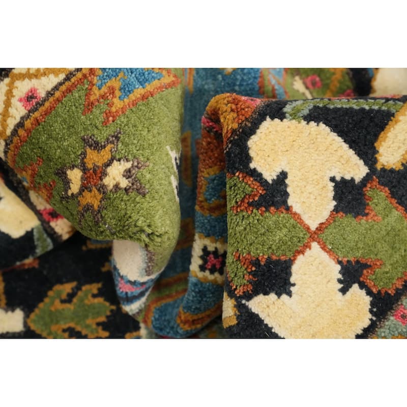 Hand Knotted Oriental 100% Wool Carpet Traditional Tribal Navy Blue & Blues Kazak Area Rug - 10' 3'' X 8' 2''