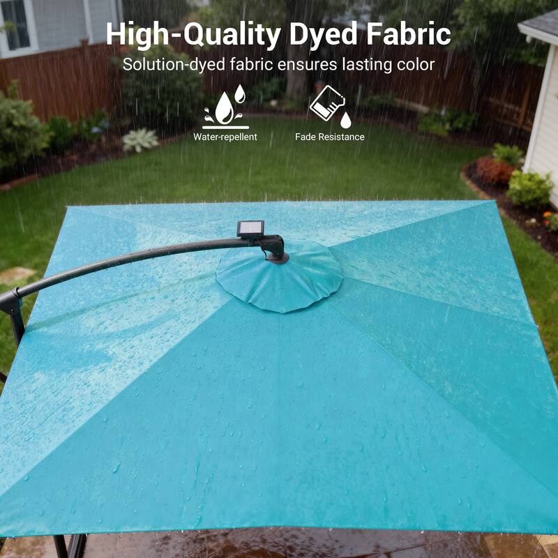 Sonkuki Outdoor 8.2x8.2FT LED lighted Patio Offset umbrella for Garden