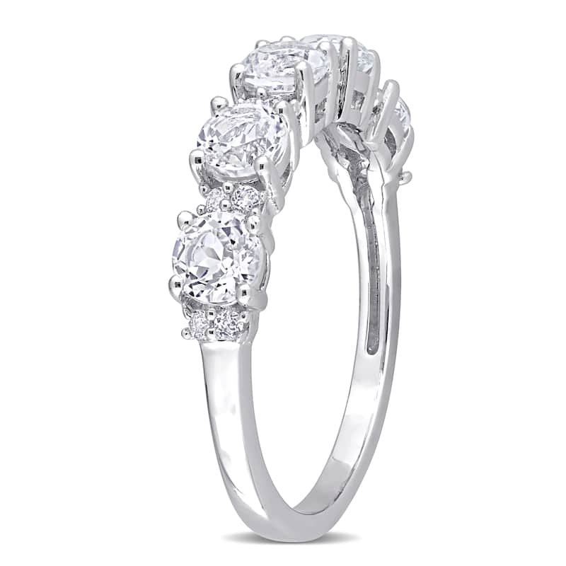 Miadora 1ct TGW Opal and White Topaz Semi Eternity Ring in Sterling Silver