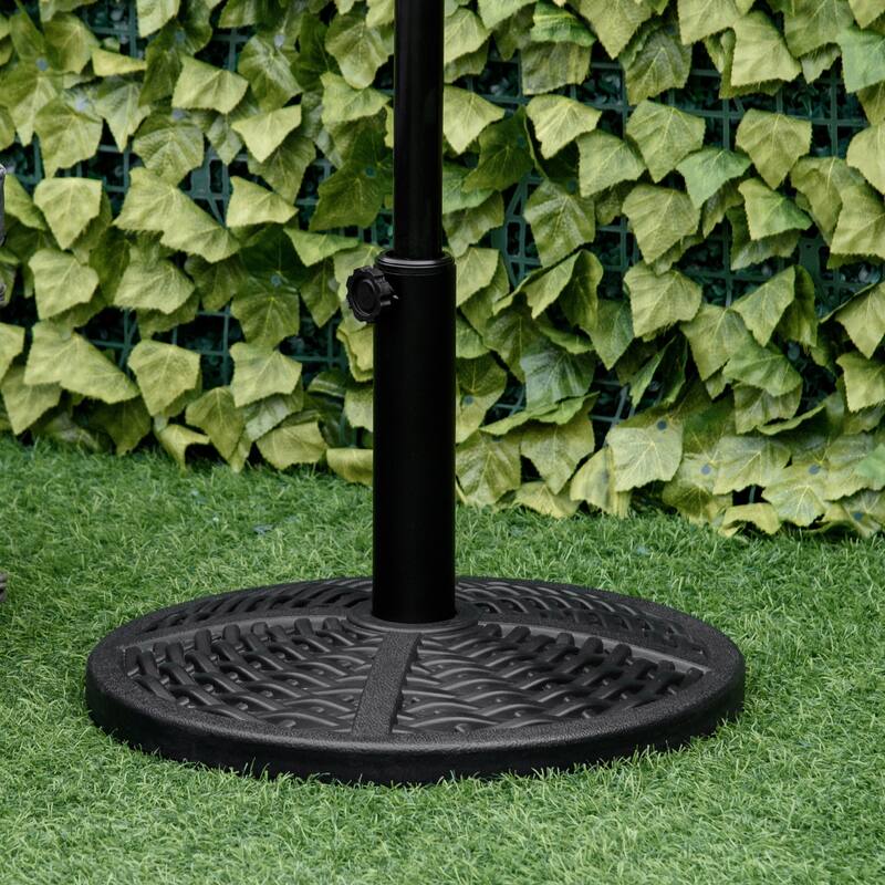 Outsunny Market Umbrella Base Holder 18" Heavy Duty Round Parasol Stand with Rattan Design for Patio, Black - Φ 17.75" x 13" H - Black