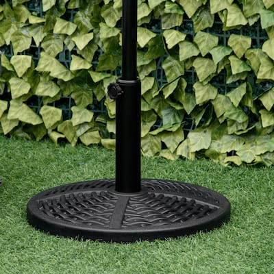 Outsunny 30 lbs. Market Umbrella Base Holder 18" Heavy Duty Round Parasol Stand with Rattan Design for Patio, Black