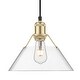 preview thumbnail 1 of 0, Yep by Golden Lighting Orwell 1-light 10in Pendant in Brushed Champagne Brass and Clear Glass - Gold
