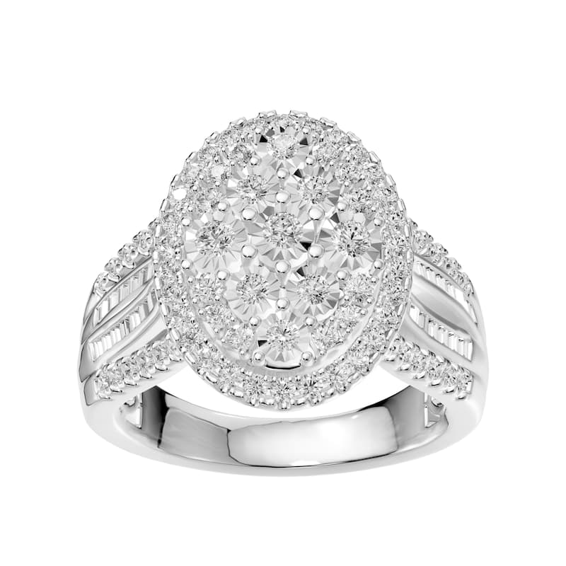 AEON Luna Grace Oval 1.00ct Lab Grown Diamond Cluster Halo Ring - 7.5 - White