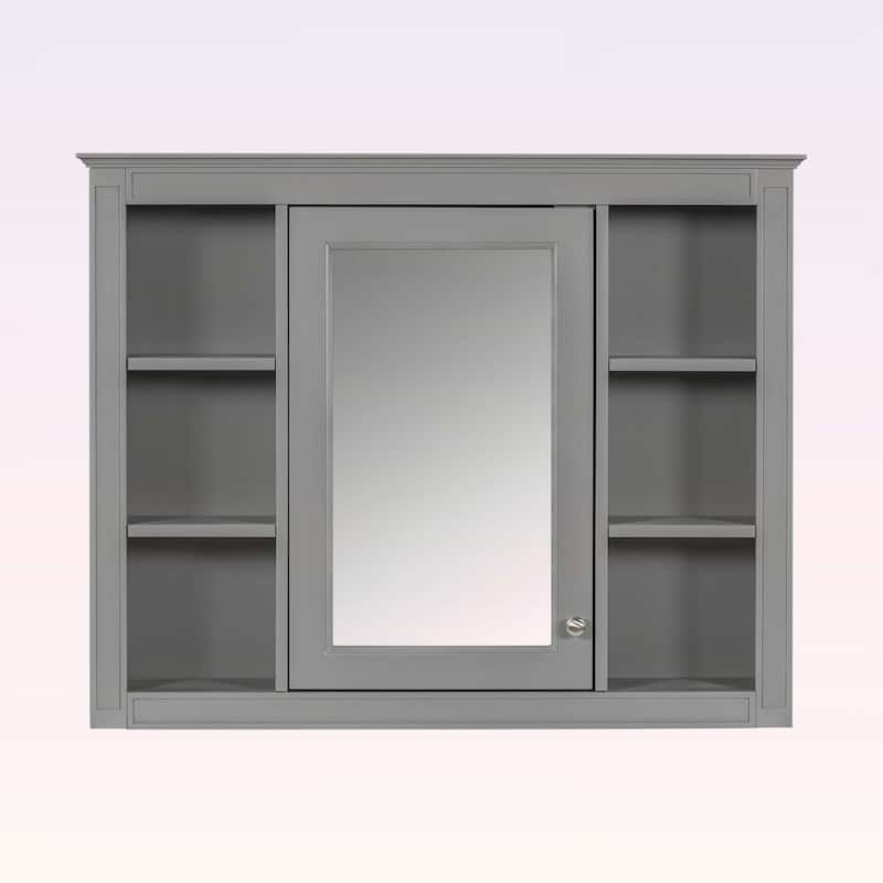 35'' x 27.5'' Wall-Mounted Medicine Cabinet with Mirror and 6 Open Shelves