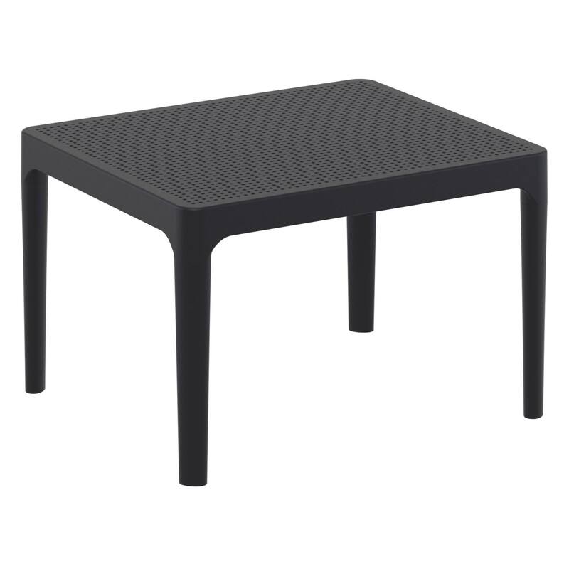 23.5" Black Rectangular Outdoor Patio Side Table