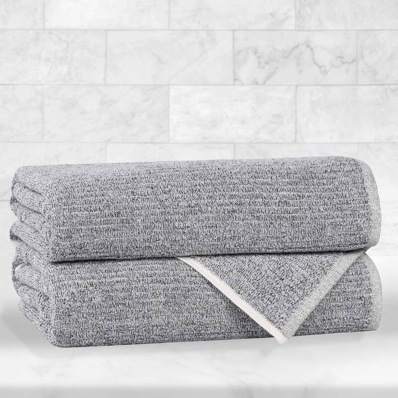 Superior Destin Viscose Cotton Blend Bath Towels, Set of 2 - Charcoal