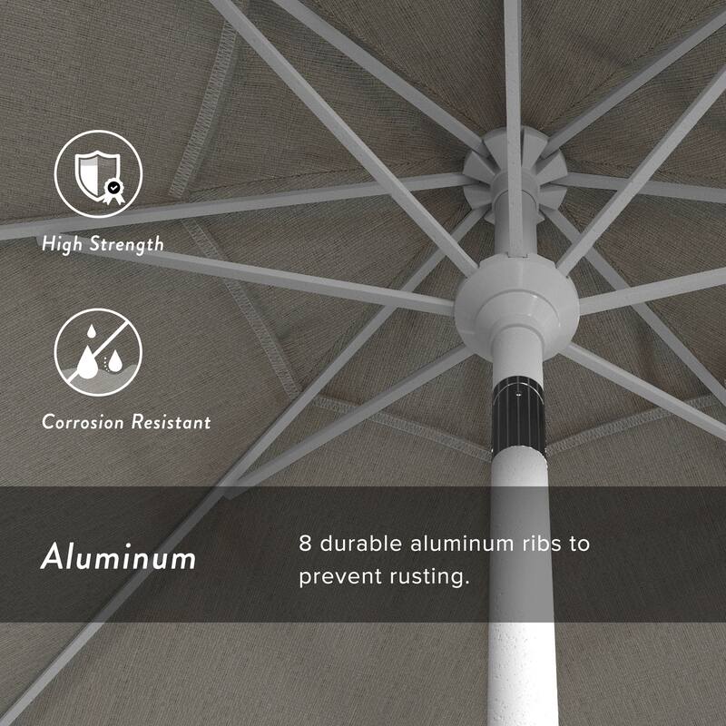 California Umbrella 7.5' Round Crank Lift, Push Button Tilt Aluminum Patio Umbrella, White Finish, Outdoor Rated Red Fabric