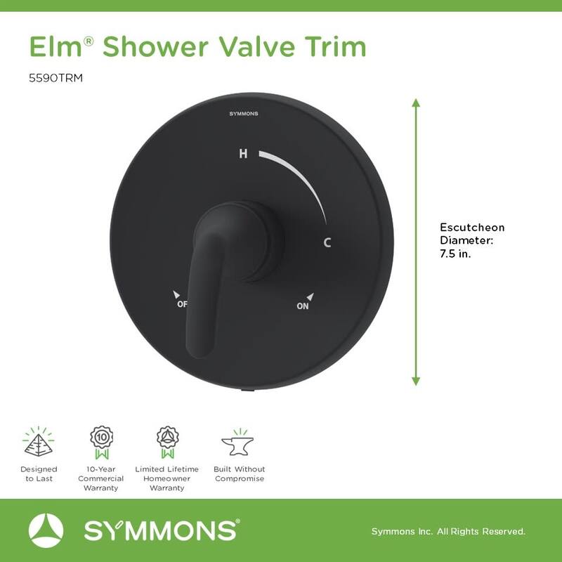 Symmons 5590TRM Elm Traditional Valve Trim Only with Single Lever