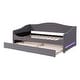 preview thumbnail 32 of 34, Teddy Fleece Twin Size Upholstered Daybed with Pull-out Trundle Bed and LED Light, Sofa Bed Frame for Bedroom Apartment
