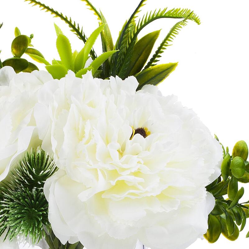 Enova Home 3 Large Artificial Silk Peony Fake Flowers with Mixed ...