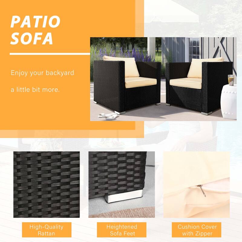 Vrakae 2 Piece Outdoor Patio Rattan Wicker Chair