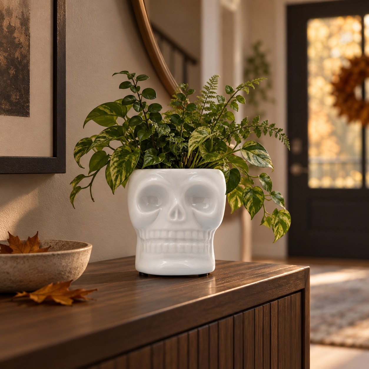 Decorative Ceramic Skull Table Vase
