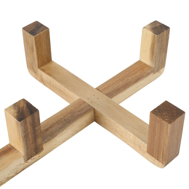 Gibson Home Zoomie Bites Ceramic Dog and Cat 5.5in Bowl with Acacia Wood Stand Non-Slip Matte Glaze Weighted Food Water Set