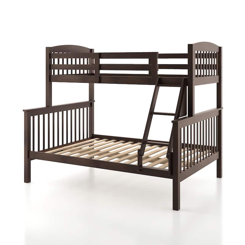 Furniture of America Hayes Twin over Full Solid Wood Detachable Bunk Bed with Ladder
