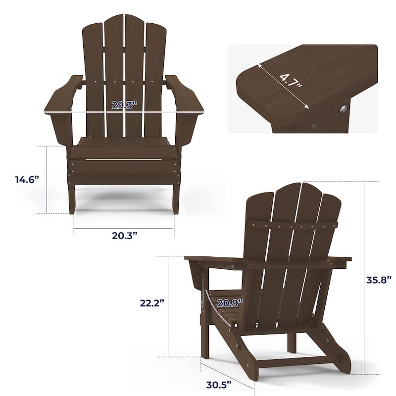 Outdoor HDPE Folding Classic Adirondack Chair All-Weather