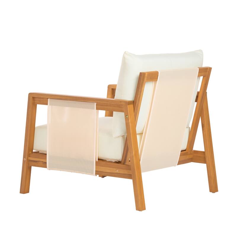 Christopher Knight Home - Outdoor Acacia Wood Club Chair with Water-Repellent Cushions and Textilene Accents