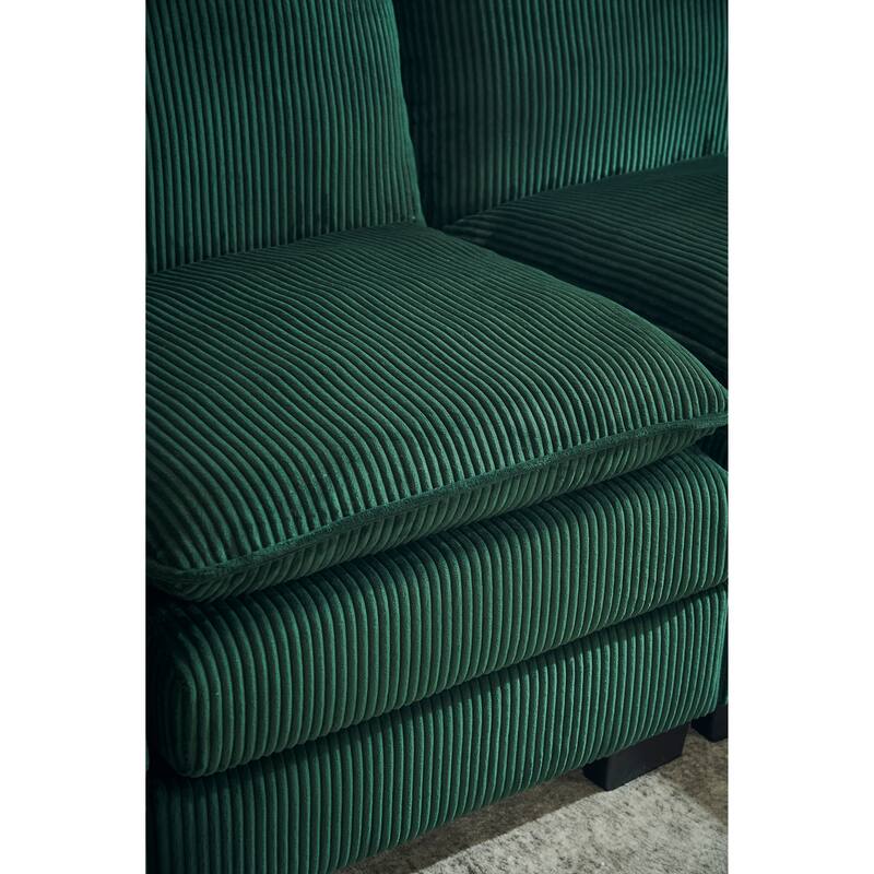 Modern U Shaped 6-seat Sectional Sofa Couch with Ottoman 3 toss pillows ,Modular Sofa for Living Room,Corduroy Sofa