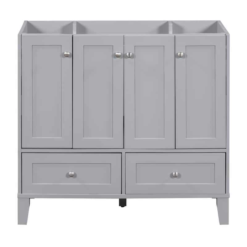 Modern 36-Inch Bathroom Vanity Storage Cabinet, Solid Wood Frame, Adjustable Shelves, Soft-Close Doors