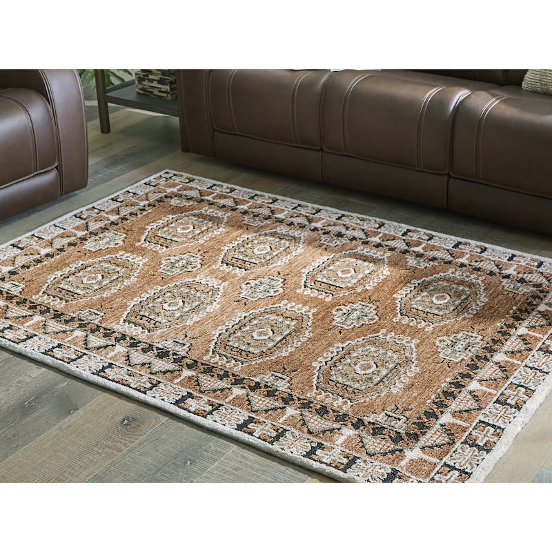 Signature Design by Ashley Qaabiz Brown/Black Area Rug - 60" W x 84" D x 0.47" H