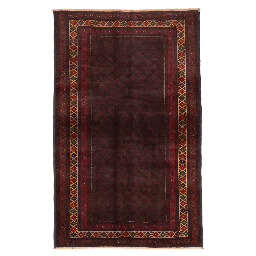 ECARPETGALLERY Hand-knotted Teimani Dark Burgundy Wool Rug - 4'0 x 6'4