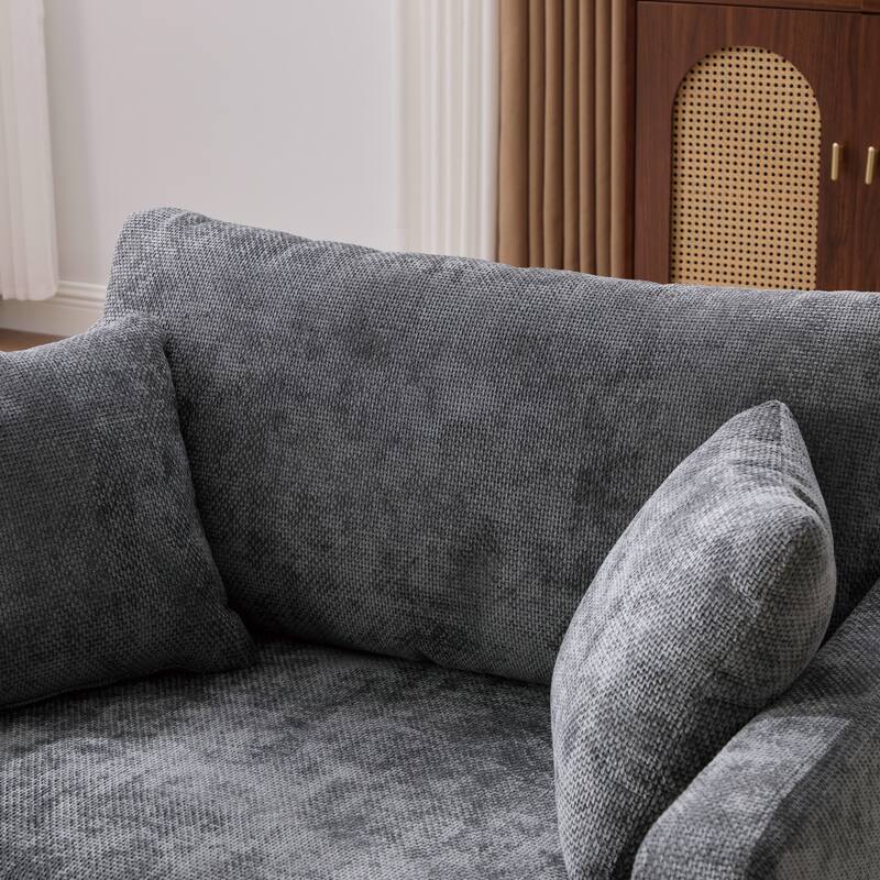 45.3"W Modern Chenille Leisure Chair, Reading ArmChair with 3 Pillows