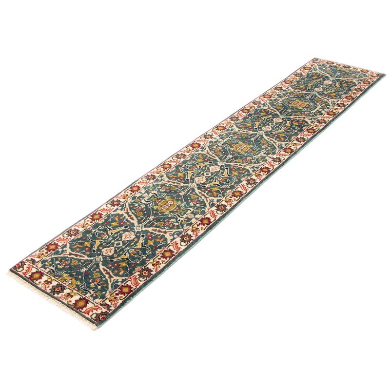 ECARPETGALLERY Hand-knotted Serapi Heritage Teal Wool Rug - 2'4 x 12'2