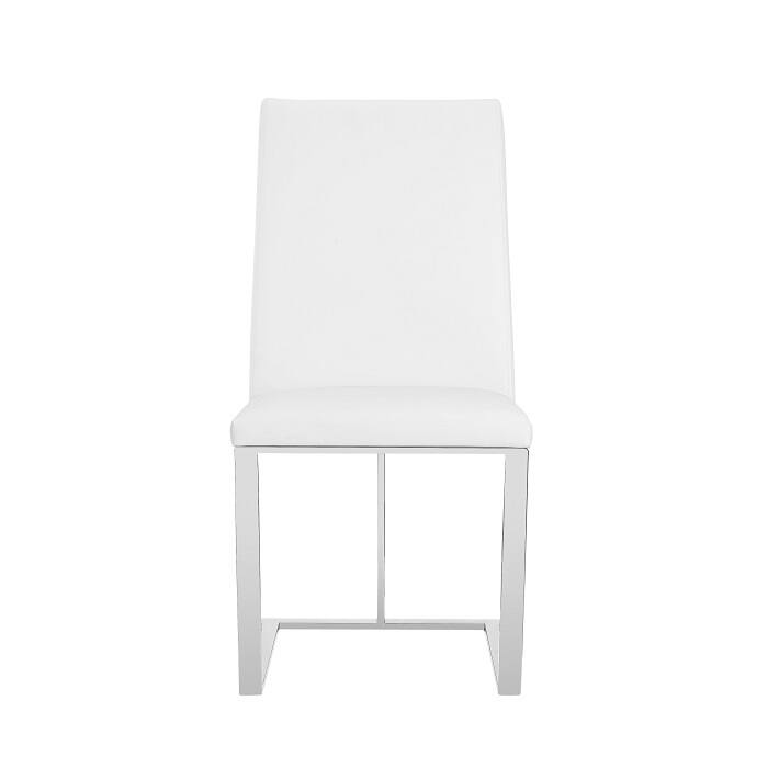 Modrest Frankie Contemporary White & Brushed Stainless Steel Dining Chair