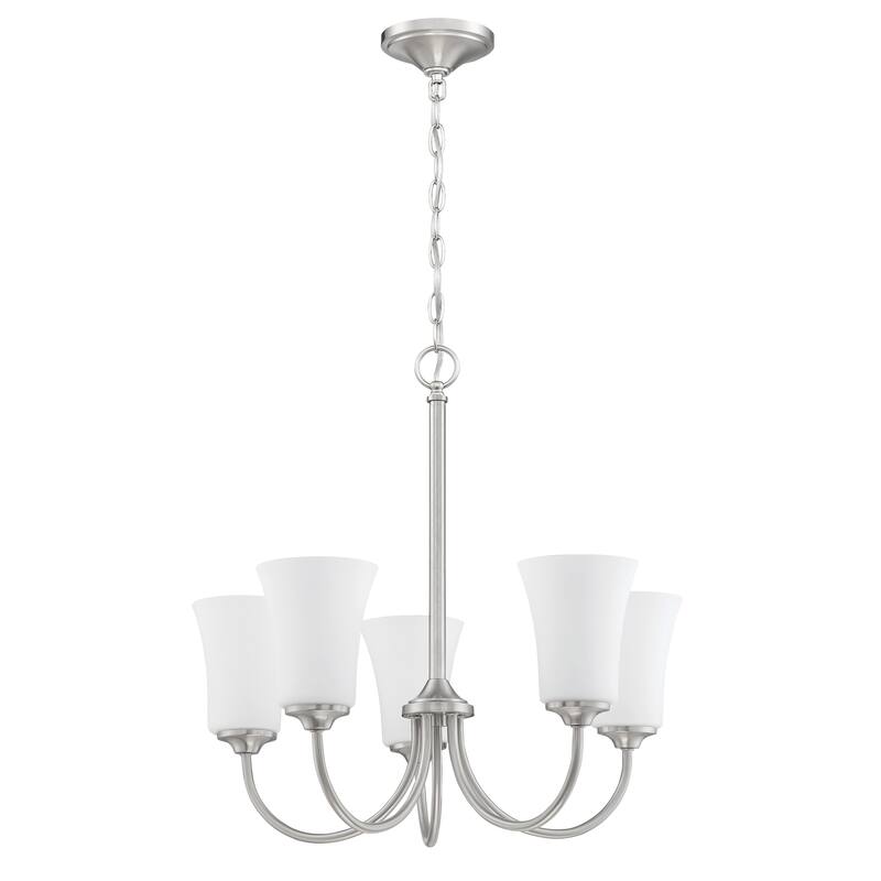 Craftmade Gwyneth Chandelier - 5 - Brushed Polished Nickel (White Glass)