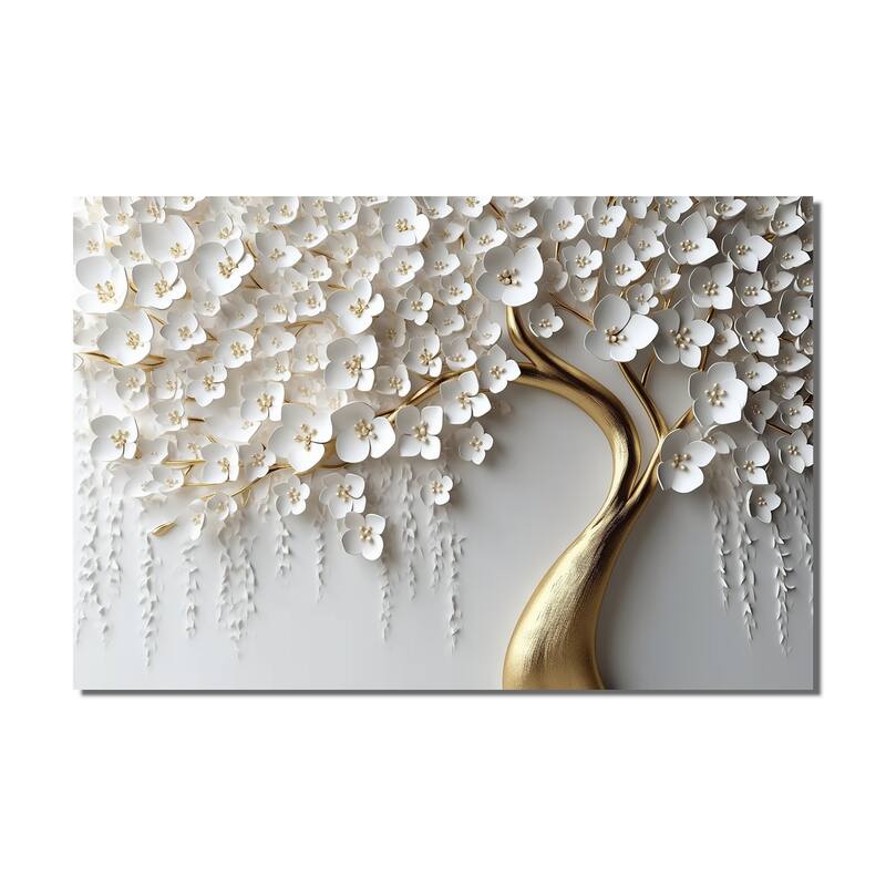 Designart "White Orchid Tree Garden Of Branches Iv" Tree Floral Canvas Art Print