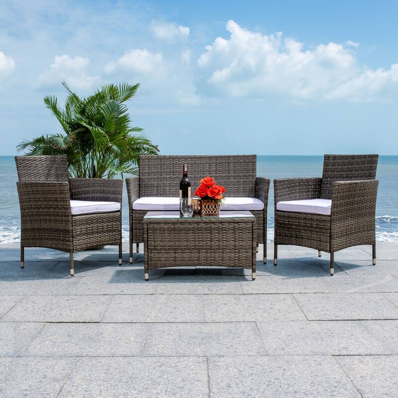 SAFAVIEH Outdoor Tamya 4-Piece Patio Conversation Set - 41W x 31D x 23H