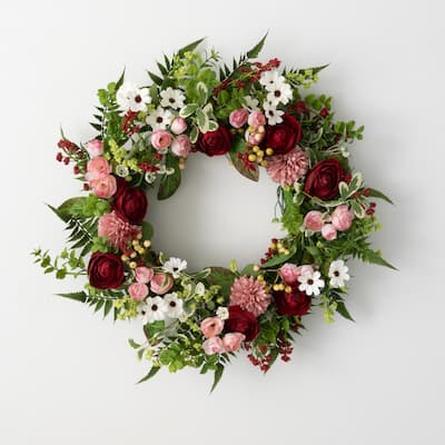 Sullivans Artificial Romantic Floral Wreath; Pink