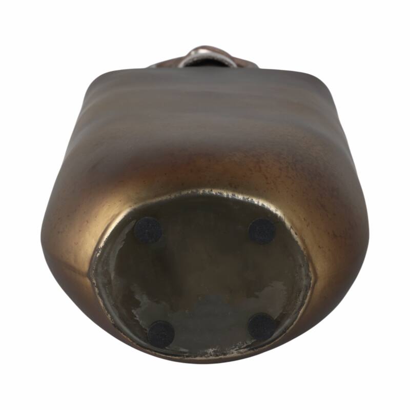 Glass Vase with Aluminum Swirl Top Accent Modern Artistic Design