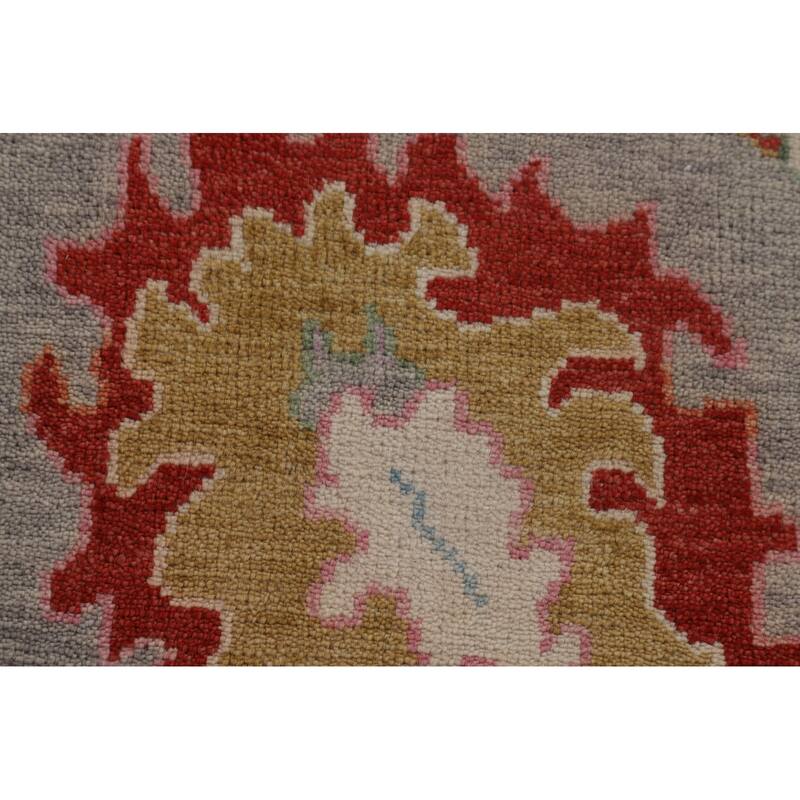 Floral Oushak Oriental Area Rug Hand-Knotted Wool Carpet - 9'1" x 11'9"
